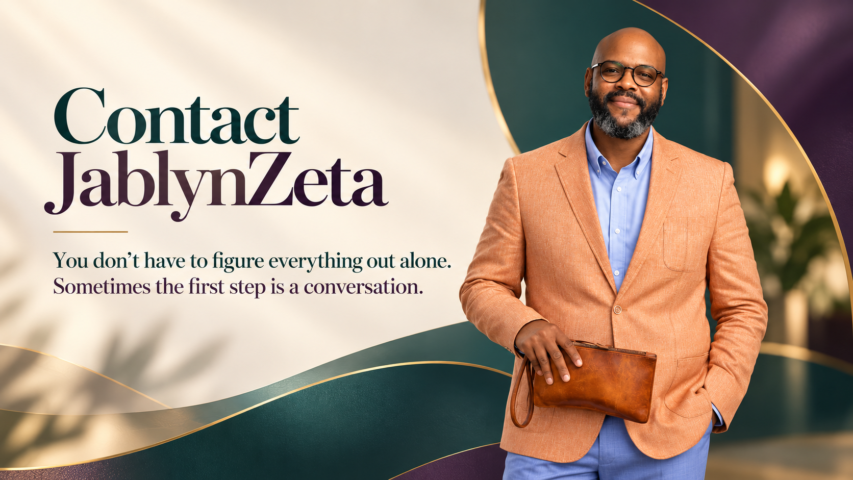 JablynZeta Contact banner featuring the practitioner with a professional wellness-themed design for mental health support, relationship counselling, consultations and organisational enquiries.